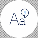 Aa letterform with a punctuation mark