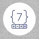 Number 7 inside braces above calculator keys